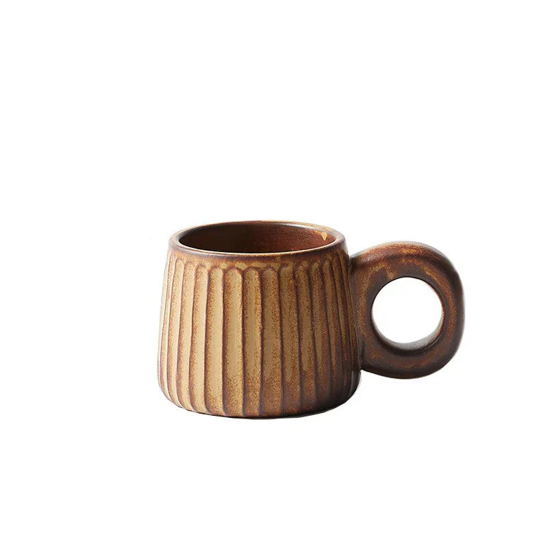 Decorbites™ Handgefertigte nordische Keramik-Tasse mit Ringgriff – Retro-Stil
