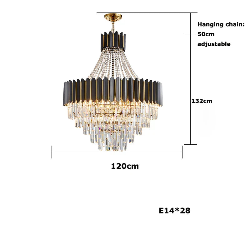 Decorbites™ Kristall-LED-Kronleuchter in Schwarz-Gold-Finish für das Esszimmer