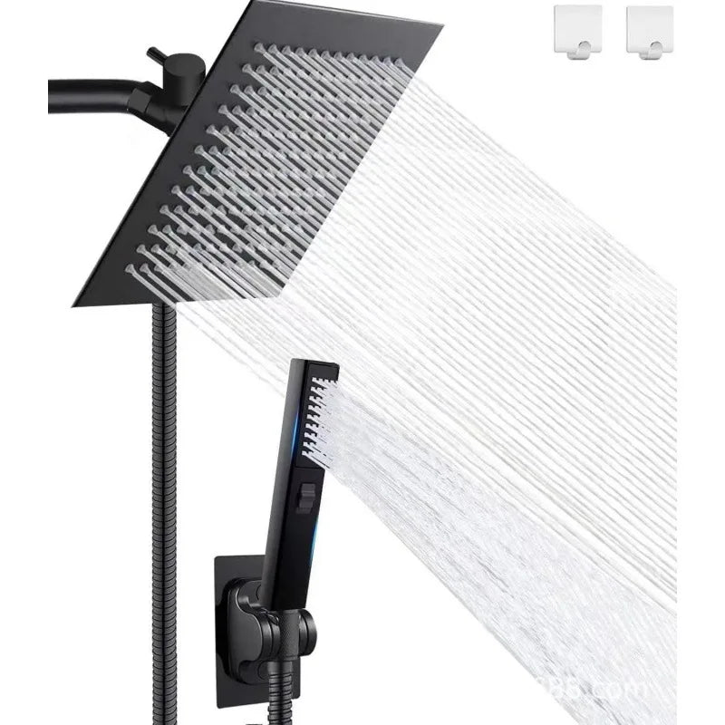Decorbites™ Schwarzes Vollständiges Duschsystem-Set mit Regendruck-Duschkopf und Armaturenpanel