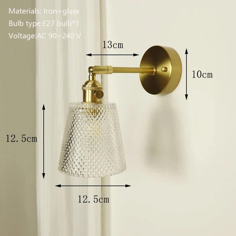 Decorbites™ Messing-Wandarmleuchte mit Glasschirm für Schlafzimmer und Wohnzimmer