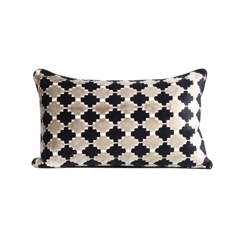 Decorbites™ Dunkelorange Geometrische Blütenblätter Leder-Patch Lendenkissenbezug Luxus-Hülle
