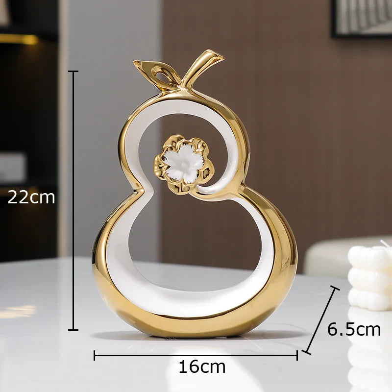 Decorbites™ Goldene Kürbis Keramik-Skulptur Schreibtisch-Dekoration Moderne Raumästhetik-Dekor