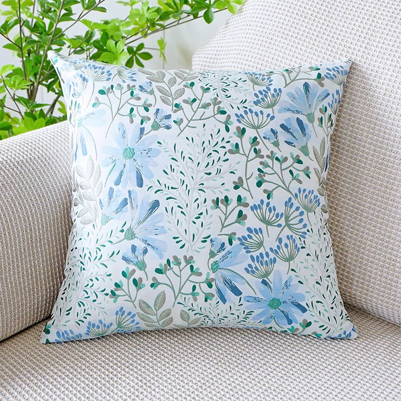Decorbites™ Jacquard-Blumen-Kissenbezug 45x45 cm Pink Grün Blau Weiche Glatte Berührung