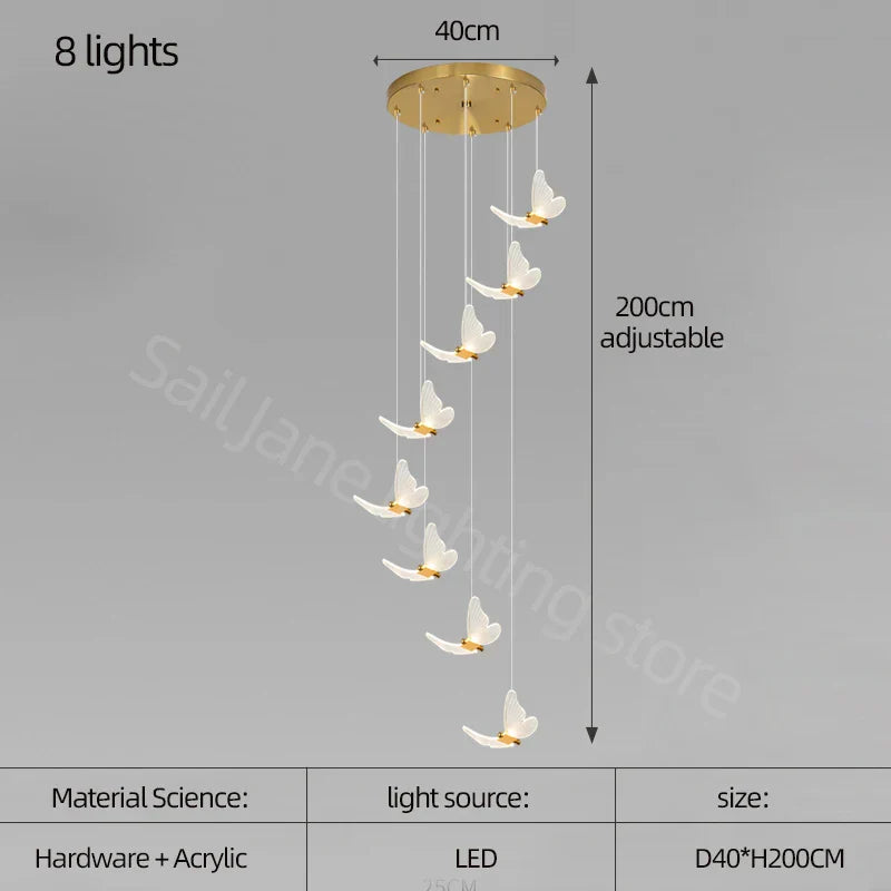 Decorbites™ Goldene Schmetterlings-LED-Kronleuchter: Modernes nordisches stilvolles Innenbeleuchtung für Wohnzimmer, Schlafzimmer und Küche.