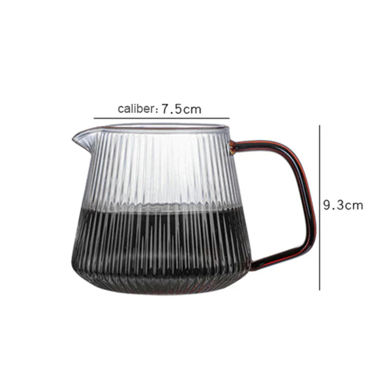 Decorbites™ Glas-Kaffeekanne mit V-förmiger Tülle und vertikalen Streifen, 350 ml/500 ml