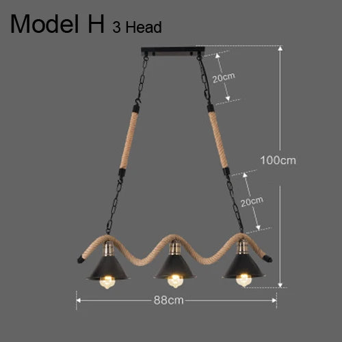DecorBites™ Industrial Hemp Rope Pendant Light Chandelier LED for Home Restaurant Kitchen