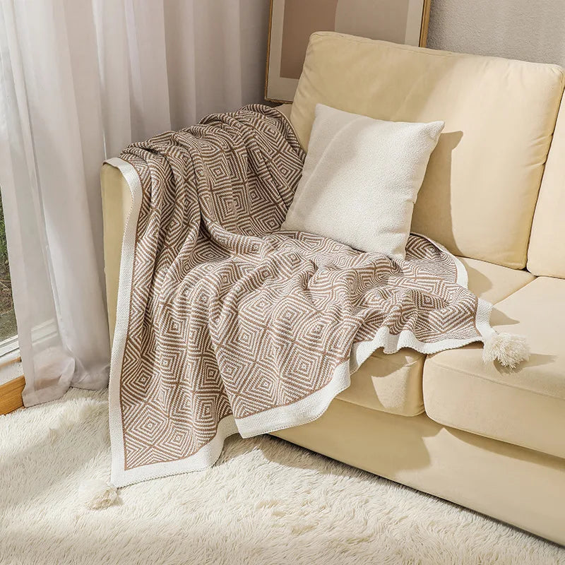 Decorbites™ Ethnische Geometrie Strickdecke – Gemütliche Wohnraumausstattung & Sofabezug