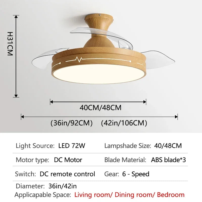 DecorBites™ DC Motor Ceiling Fan Light Control for Bedroom Restaurant Living Room