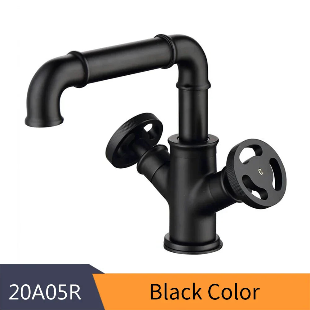 Decorbites™ Schwarze Messing Badezimmerarmaturen Zweihand Wasser-Mischbatterie