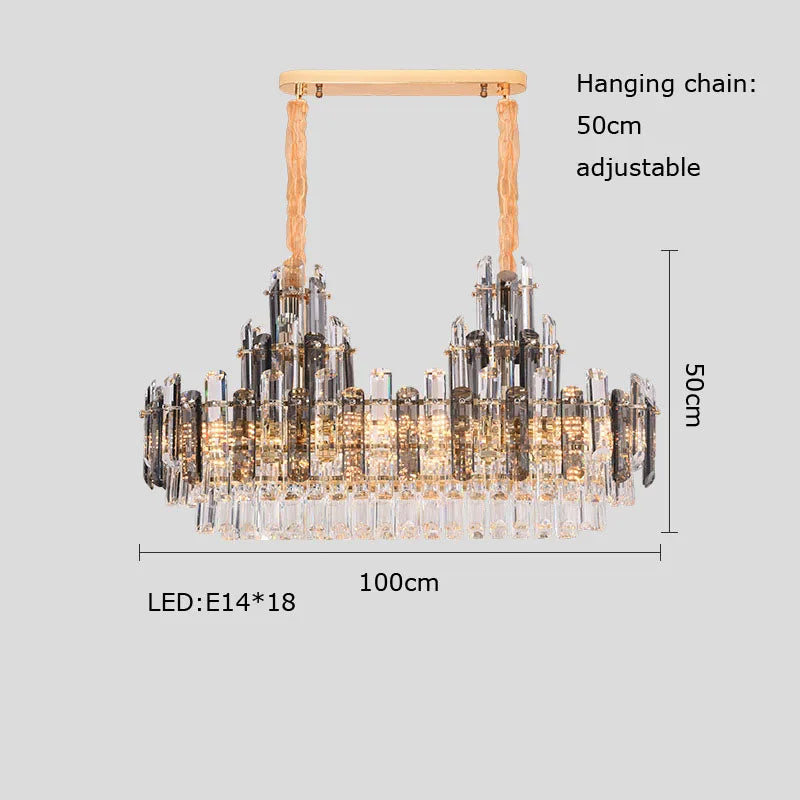 DecorBites™ Crystal LED Oval Round Chandelier Hanging Lamp - Dimmable Ceiling Pendant