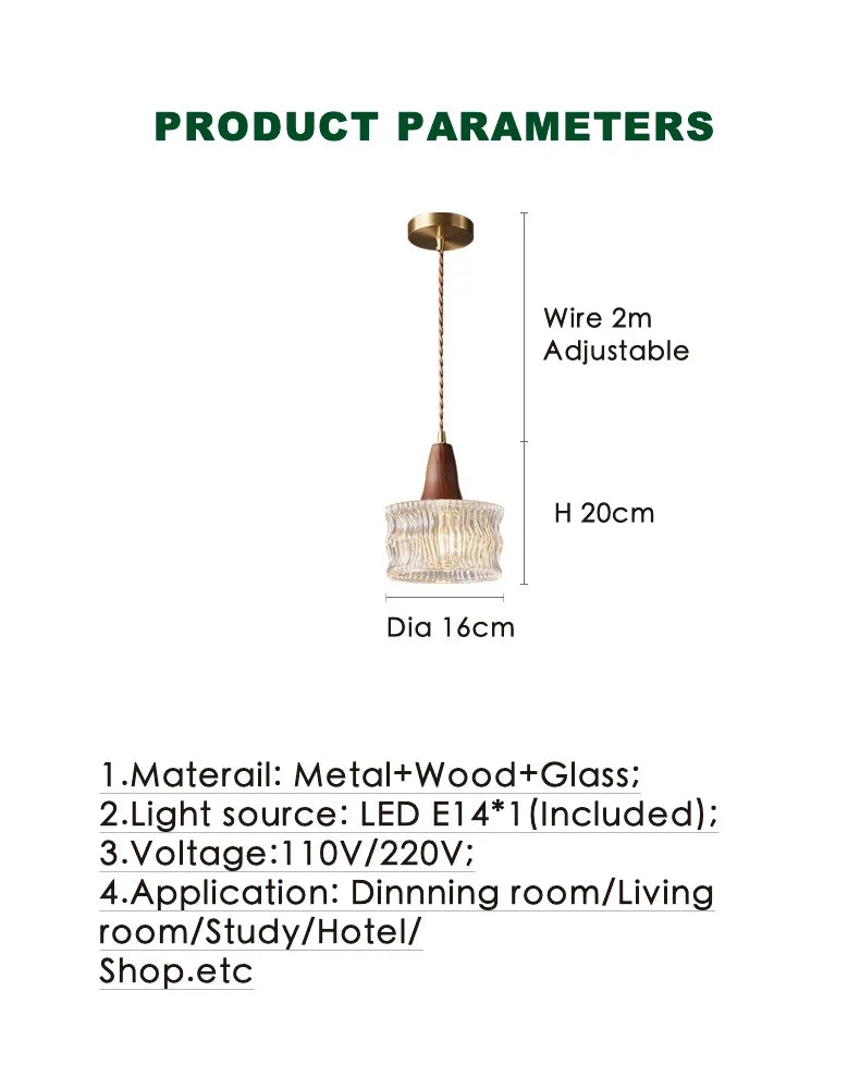 Nordic Wood and Glass Pendant Light