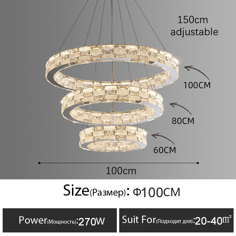Decorbites™ Golden Crystal Ring Kronleuchter: Luxuriöse Glanz-Deckenbeleuchtung für modernes Wohnzimmer