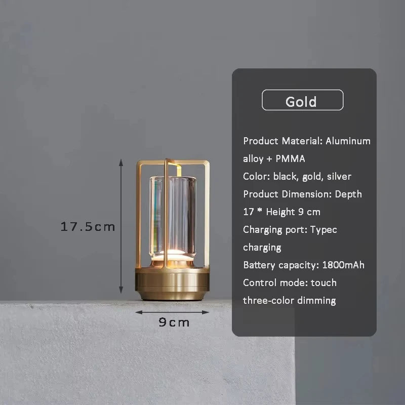 LED kristall tisch lampe Kunststoff Wiederaufladbare touch nacht lampe Schlafzimmer Nachttisch lampe Restaurant dekorative lampe