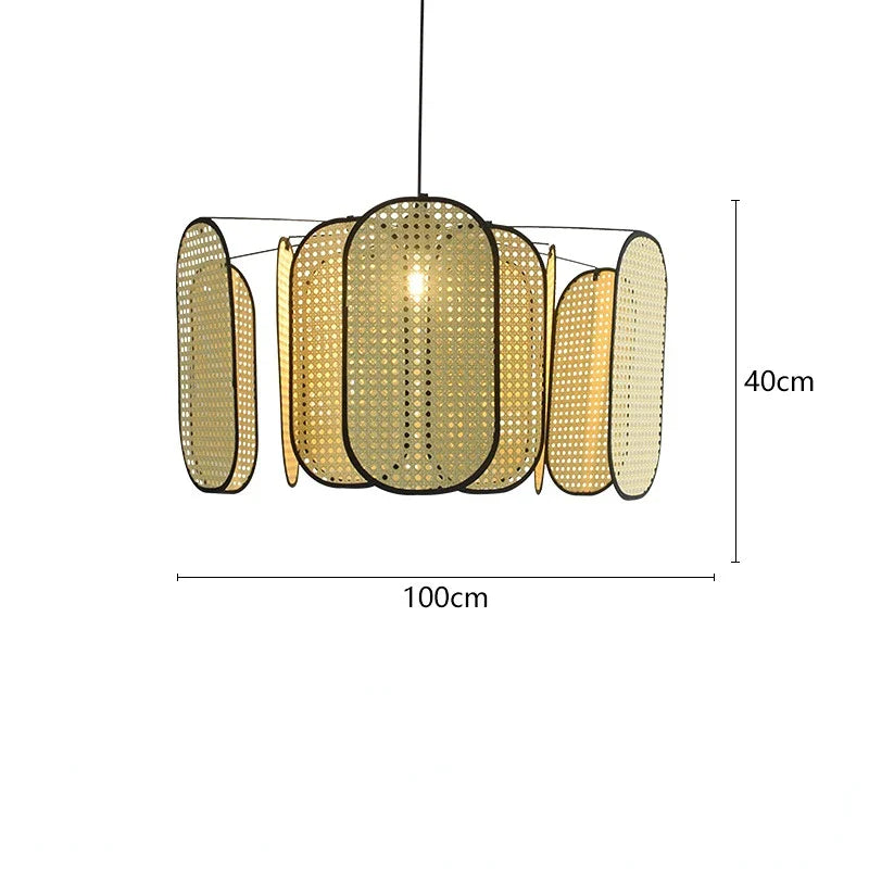 Decorbites™ Bambus-Kern-Rattan-Kronleuchter LED-Hängeleuchte für die Beleuchtung im Hausdekor