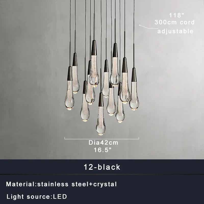 DecorBites™ Crystal Water-drop Ceiling Chandelier: Elegant Dining Table Lighting Fixture