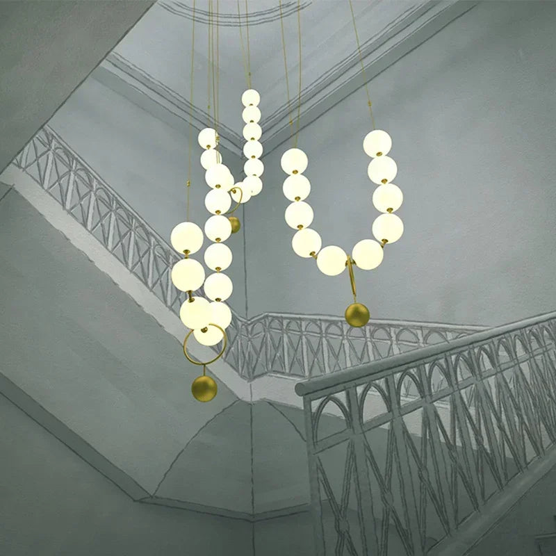 DecorBites™ Golden Necklace Chandelier Luxury Ceiling Light for Staircase and Dining Room