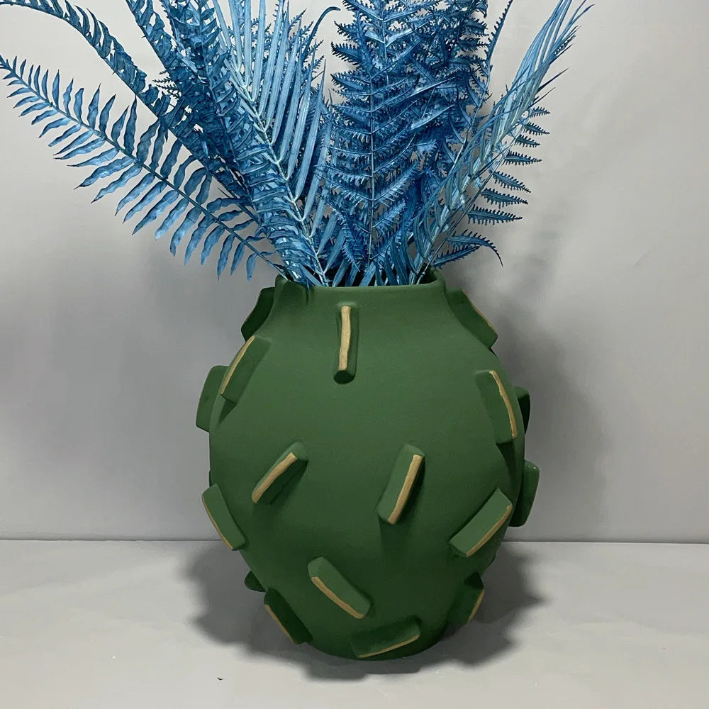 Decorbites™ Geometrische Block-Keramikvase - Abstrakte Blumenarrangement - Heimdekoration Handwerkskunst