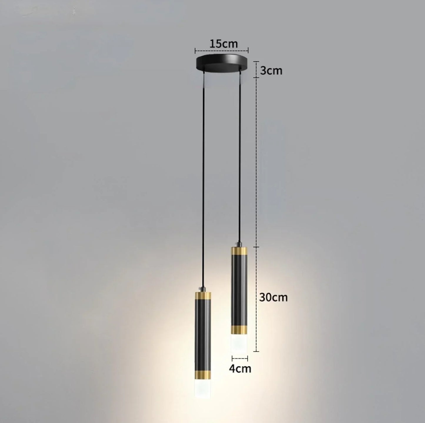 Modern Long Double Spotlight Pendant Light in Black/Gold