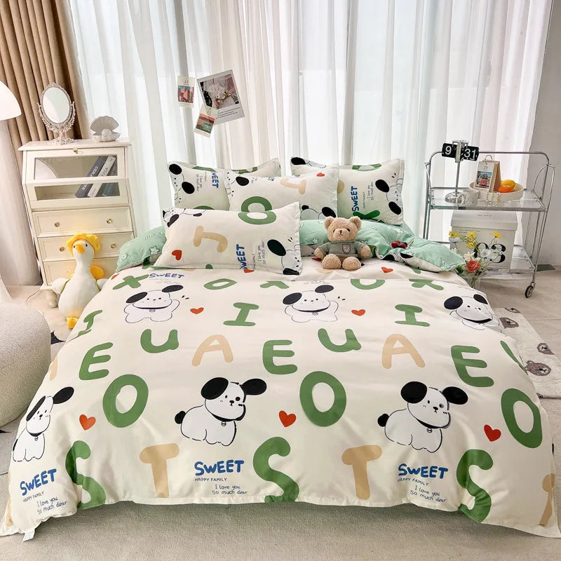 Decorbites™ Brief mit fröhlichem Hündchen-Druck für Bettwäsche-Set für Einzel- und Doppelbett, 3/4 Teile
