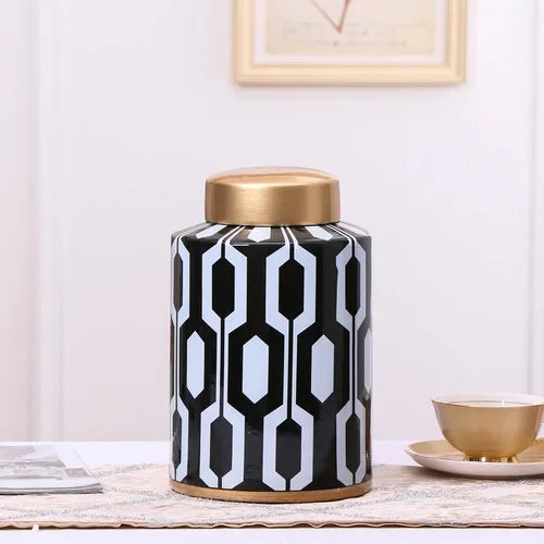 Decorbites™ Geometrische Streifen Keramikvase Heimdekoration Aufbewahrungstank Wohnzimmer Tisch
