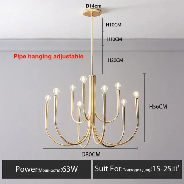 Decorbites™ Gold-Metal-Lüster: Moderne nordische LED-Beleuchtung für Wohnzimmer, Küche, Esszimmer