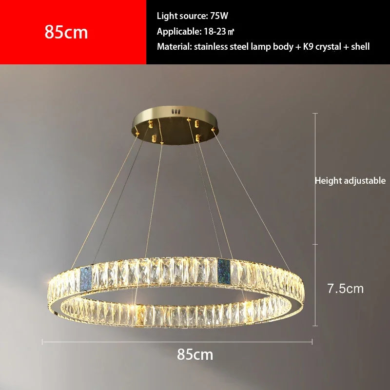 DecorBites™ Crystal Round Ceiling Chandelier LED Lighting Fixtures for Kitchen Dining Room & Villa