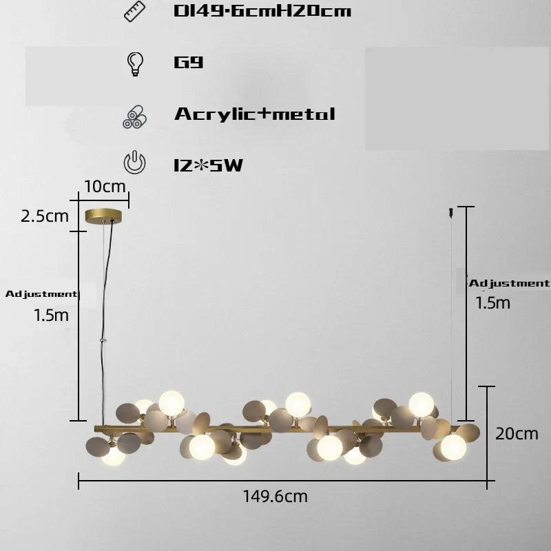 Decorbites™ Goldenes Metall G9 LED Anhänger-Kronleuchter mit Acryl-Blumen-Dekor
