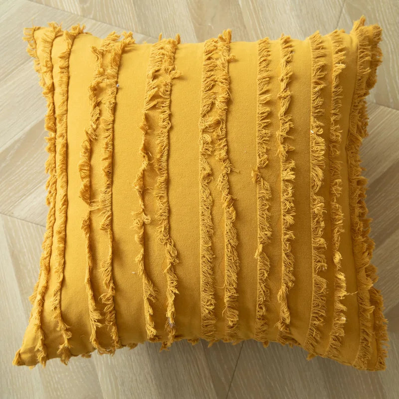 DecorBites™ Geometric Tufted Embroidered Cotton Canvas Cushion Cover 45*45cm