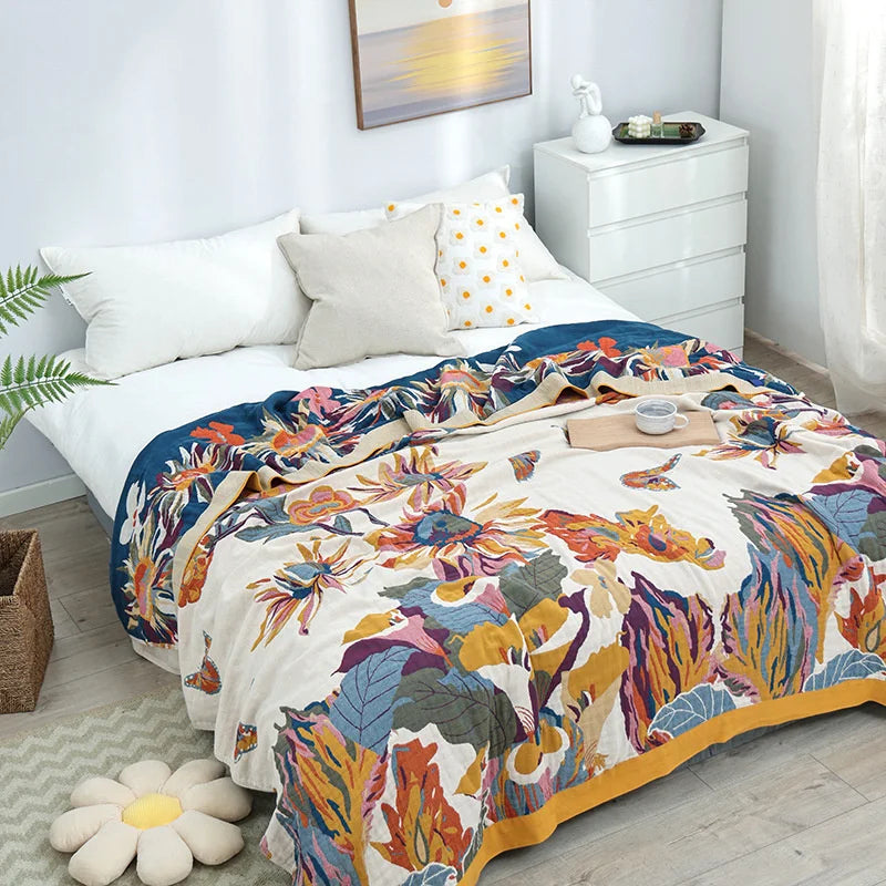 DecorBites™ Cozy Gauze Cotton Throw Blanket