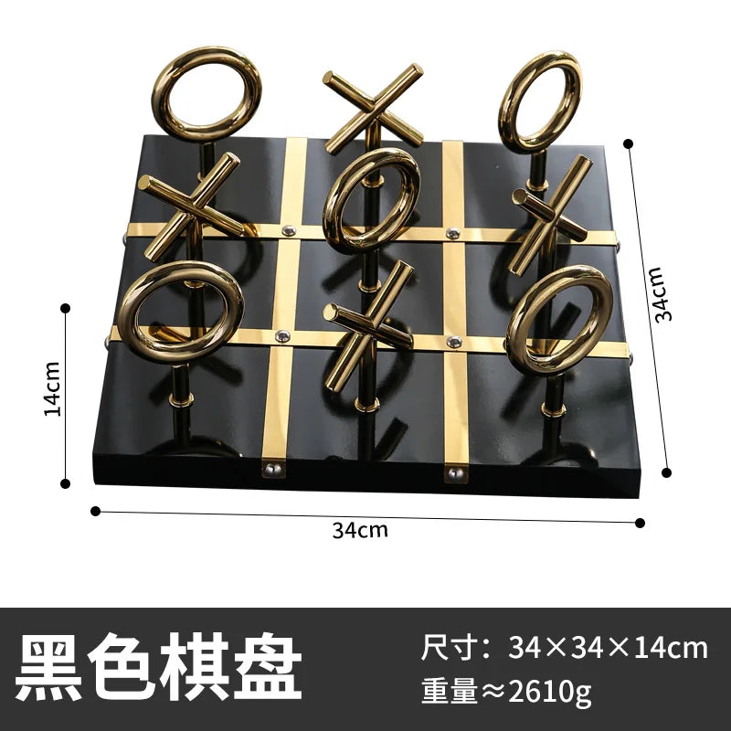Decorbites™ Goldene Schachbrett-Metallhandwerks-Skulptur zur Heimdekoration