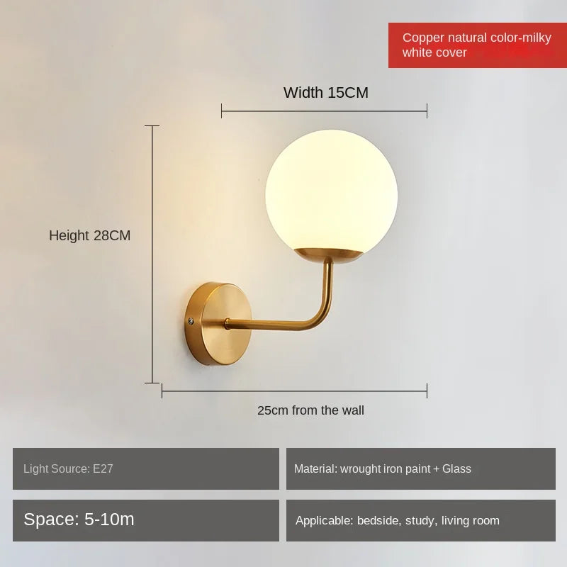 Decorbites™ Glasball-LED-Wandleuchte: Gold Nordisch Minimalistische Wandlampen Beleuchtung Schlafzimmer-Dekor-Armaturen