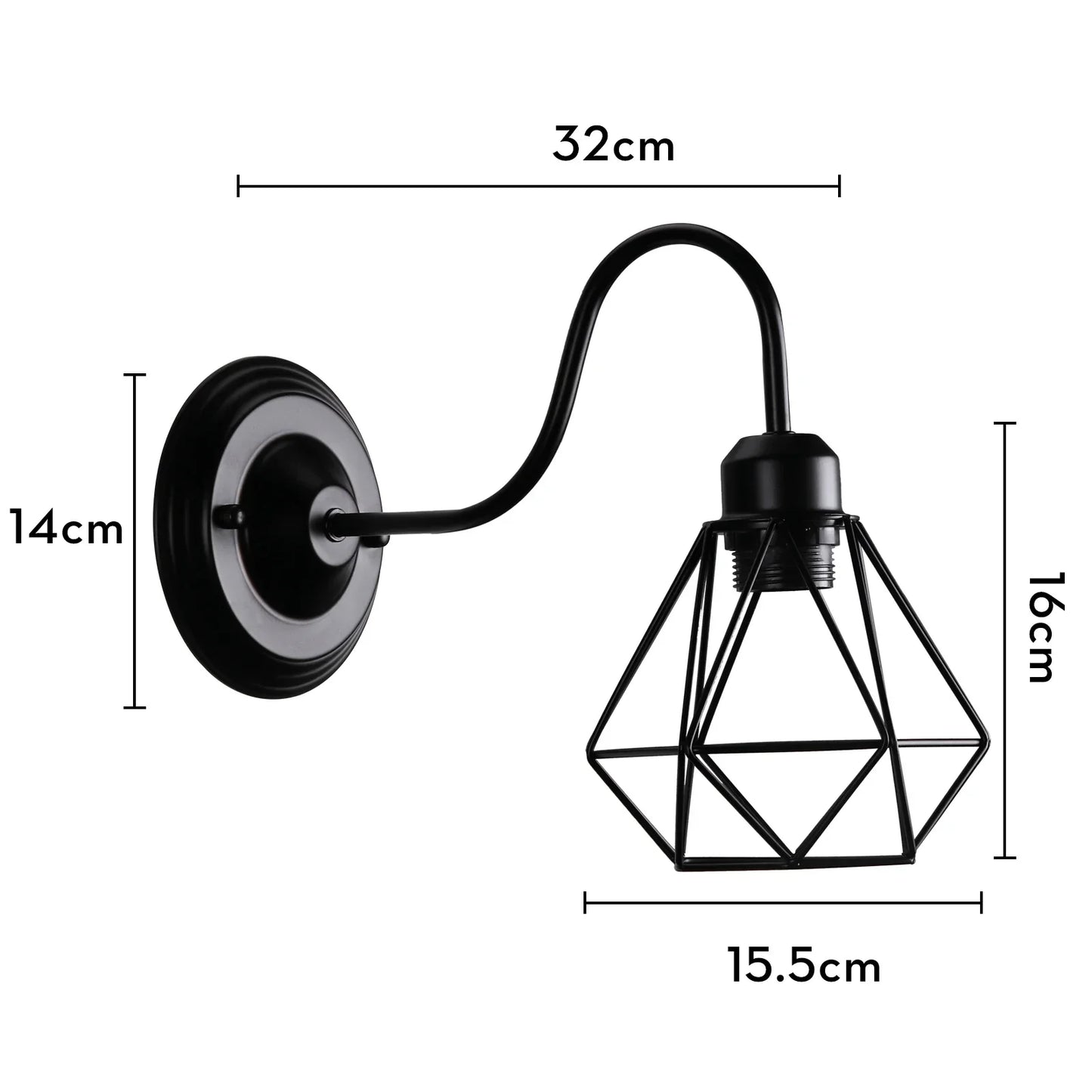 Decorbites™ Industrieller Käfig-Wandlampen Vintage Retro Loft LED Wandleuchte E27