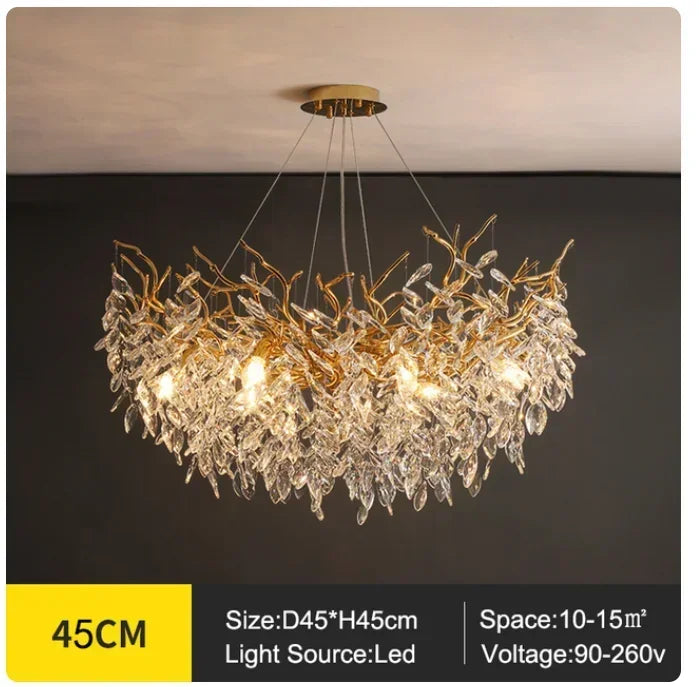 Decorbites™ Goldener Ast-Deckenleuchter mit Kristall-LED – Luxuriöses modernes Design für das Wohnzimmer