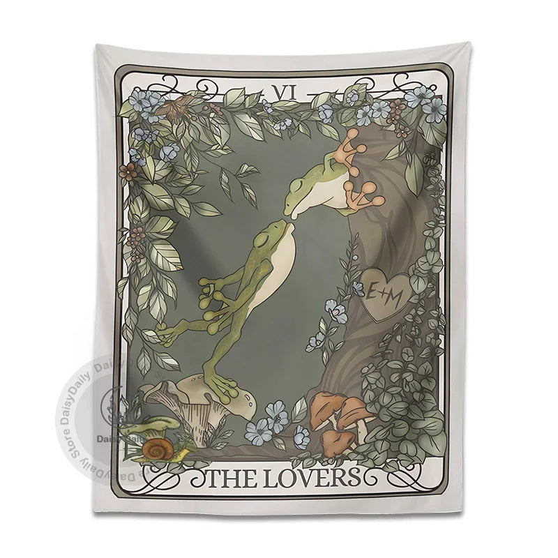 DecorBites™ Frog Lover Tarot Tapestry: Cute Boho Room Decor & Bedroom Wall Hanging