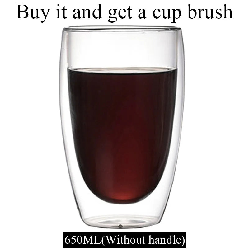 Decorbites™ Doppelwandige Borosilikatglas-Tasse hitzebeständiger Tee-Kaffee-Becher