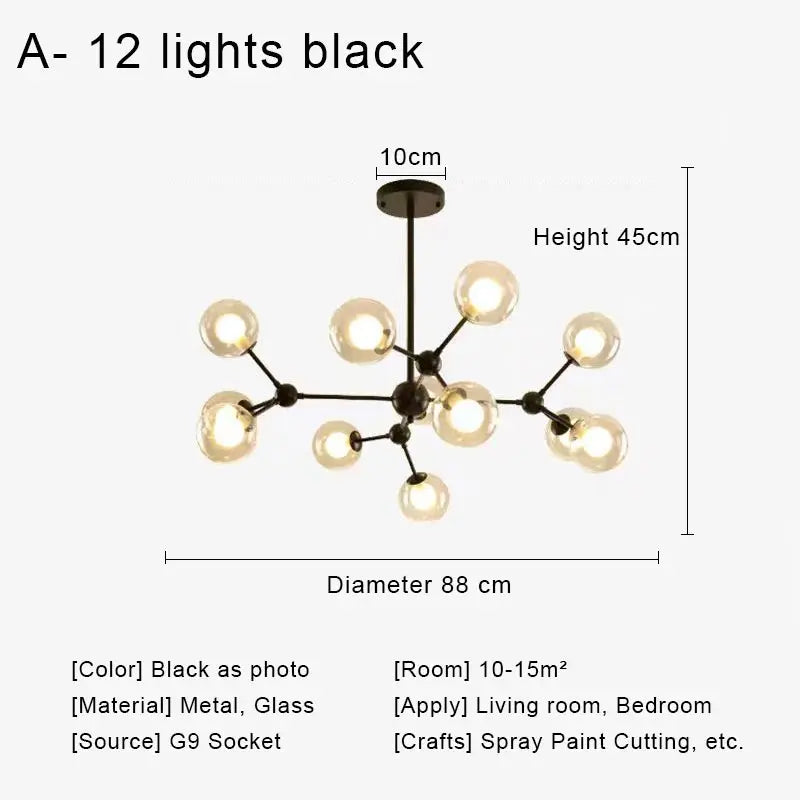 Decorbites™ Glas-Kugelleuchter-Hängeleuchte für Wohnzimmer, Schlafzimmer und Esszimmer