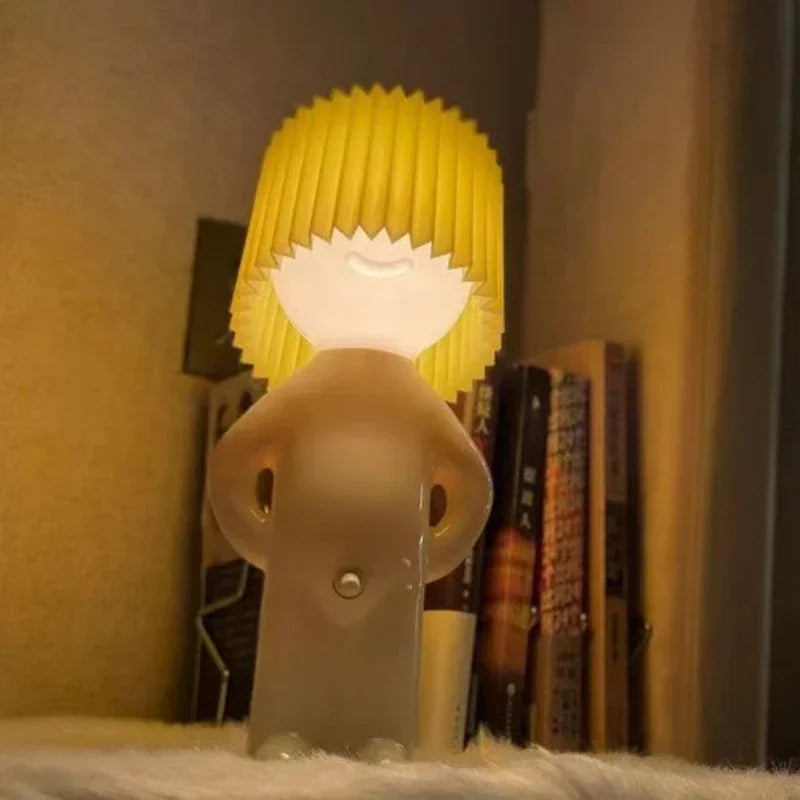 Kreative Tischlampe Claeted Naughty Boy Einzigartige LED-Falten-Lesebeleuchtung Schlafzimmer Nachttisch-Nachtlicht Kindergeschenklampe