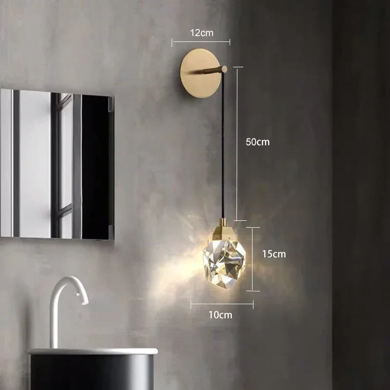 DecorBites™ Crystal LED Copper Wall Sconce - Modern Luxury Wall Light Fixture