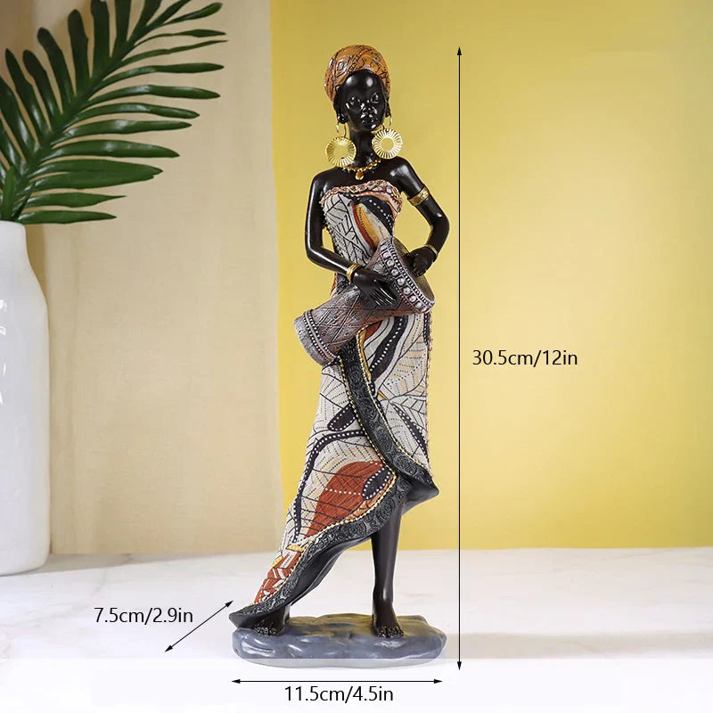 Decorbites™ Afrikanische Exotische Schwarze Mutter- und Kind-Harzstatuen Retro-Figuren für die Heimdekoration
