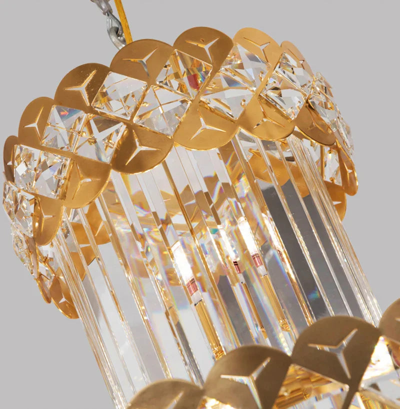 DecorBites™ Gold Stainless Steel Crystal Chandelier Staircase Lighting