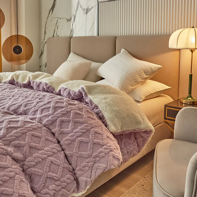 Decorbites™ Zweifach nutzbares Kaschmir-Duvet-Cover: Winterwarme Plüschdecke mit doppelseitigem Fleece