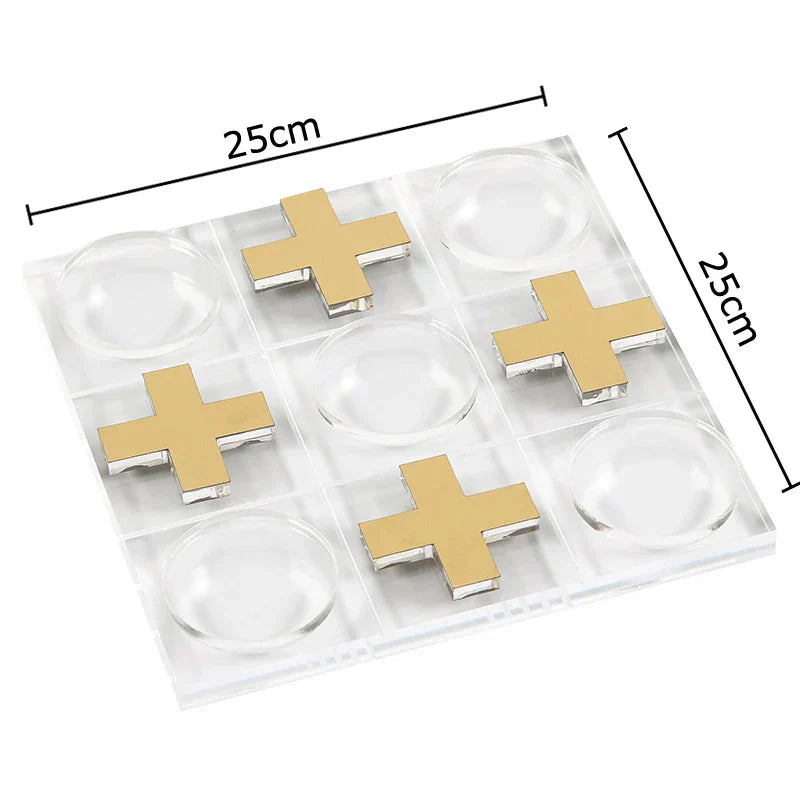 Decorbites™ Acryl-Tic-Tac-Toe-Schachbrett-Set: Geometrische Kunstwerke Ornamente & Schachfiguren