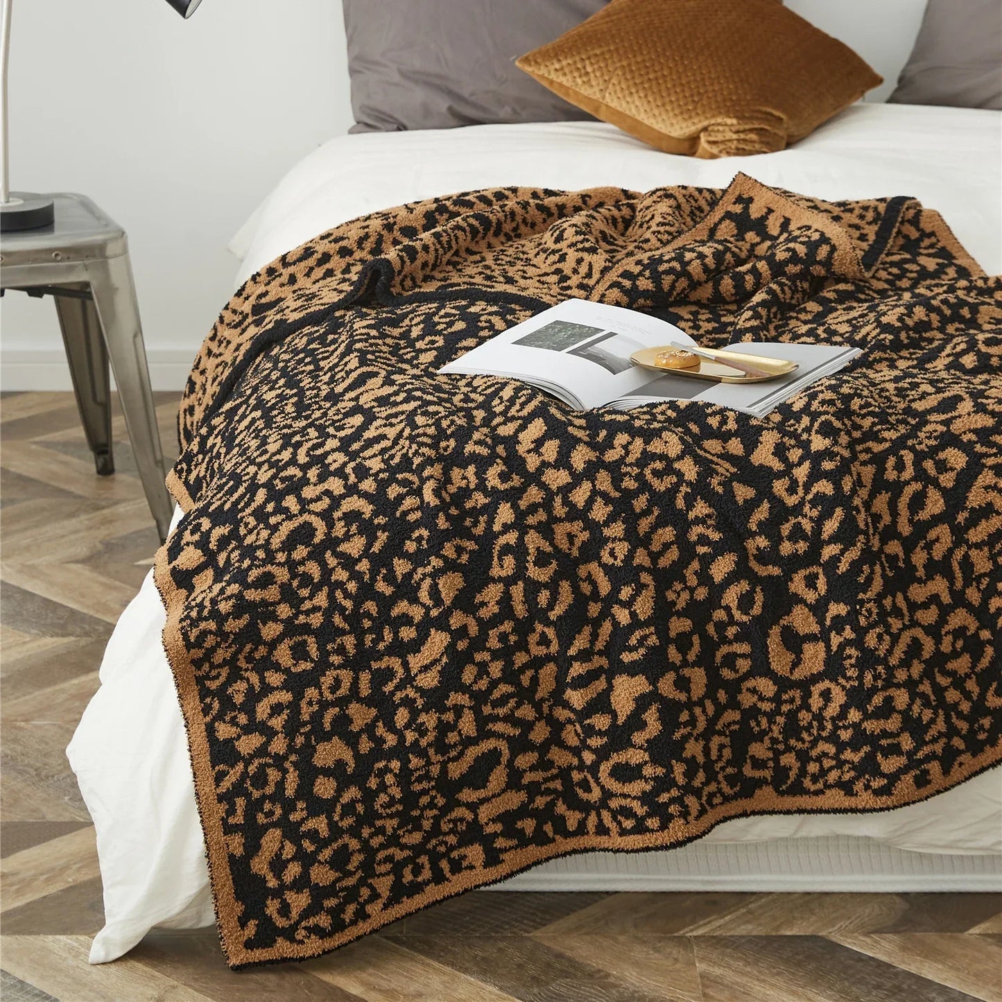 Decorbites™ Kuscheliges Leopard-Muster-Gestricktes Decke - Winter Kunstpelz-Mikrofaser-Wurfdecke