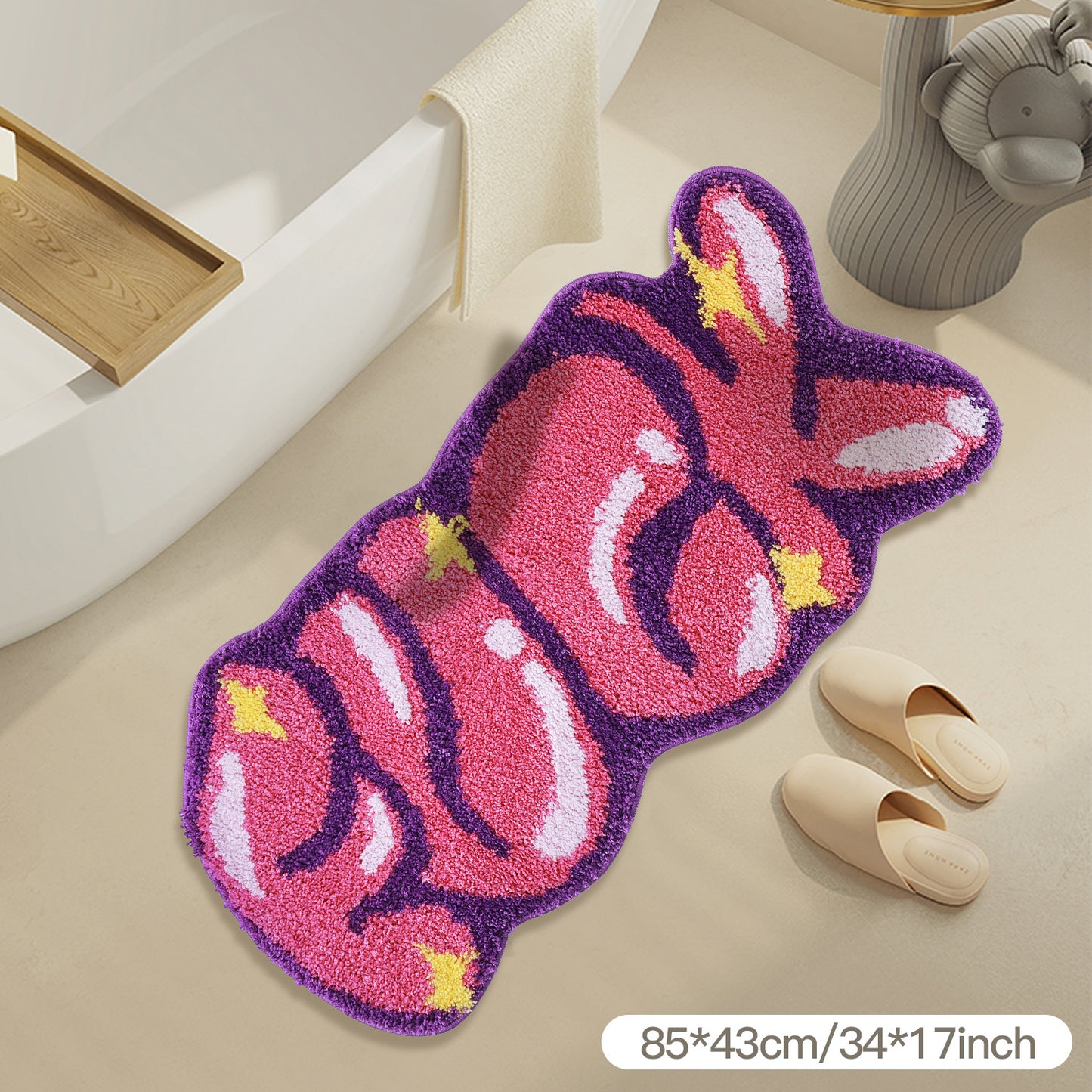 Farbteppich für das Schlafzimmer - rutschfeste, saugfähige Fußmatte für das Badezimmer - niedliche, waschbare kleine Duschmatte - ästhetische, moderne Heimdekoration Geburtstagsgeschenke, Erntedankfest-Dekoration, Weihnachtsdekoration, Heimdekoration