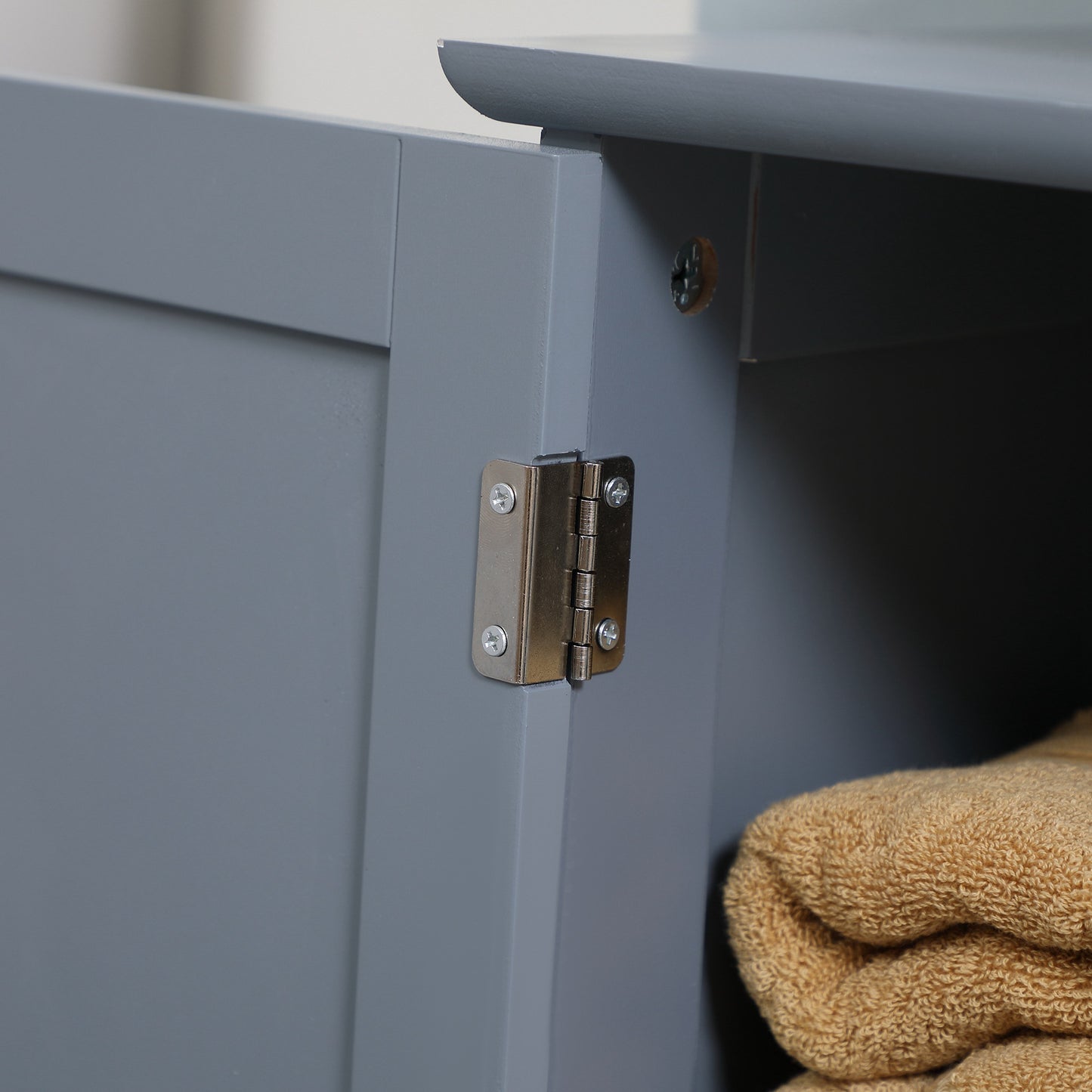 Unterwaschbecken-Badregal, Sockel-Waschbecken-Speicherschrank mit 2 Türen, Regal und U-Form, Grau