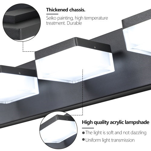 Moderne 6-Licht-Schwarze LED-Make-up-Spiegelarmaturen für Badezimmer und Waschtisch Nicht verfügbar Plattformen- Temu