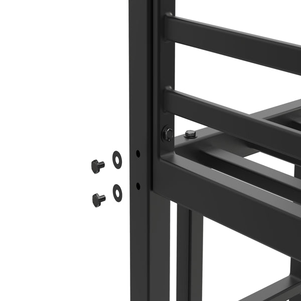 Zweistöckiges Metall-Etagenbett Twin über Twin, Niedriges Etagenbett mit Leiter, Bettrahmen, Schwarz, Robuste Stahlkonstruktion, Sicheres Design, Einfache Montage, 250 lb Tragfähigkeit Oberbett, 350 lb Tragfähigkeit Unterbett