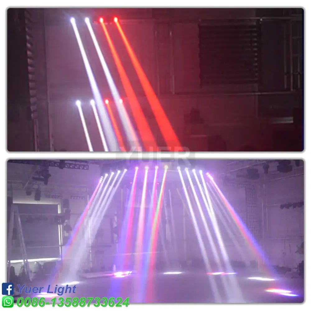 Black 4 head rgbw mini moving head light bar projecting red and white laser beams for bar and stage lighting