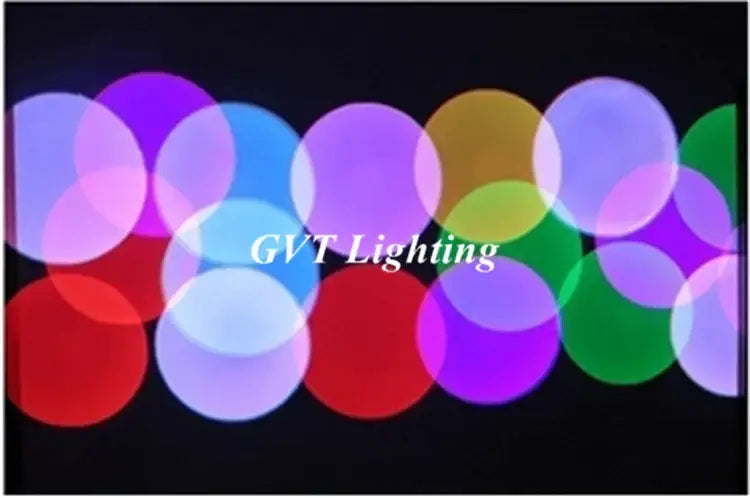 Black led beam pinspot stage light with colorful glowing red blue green purple and yellow decorbites led beam lights