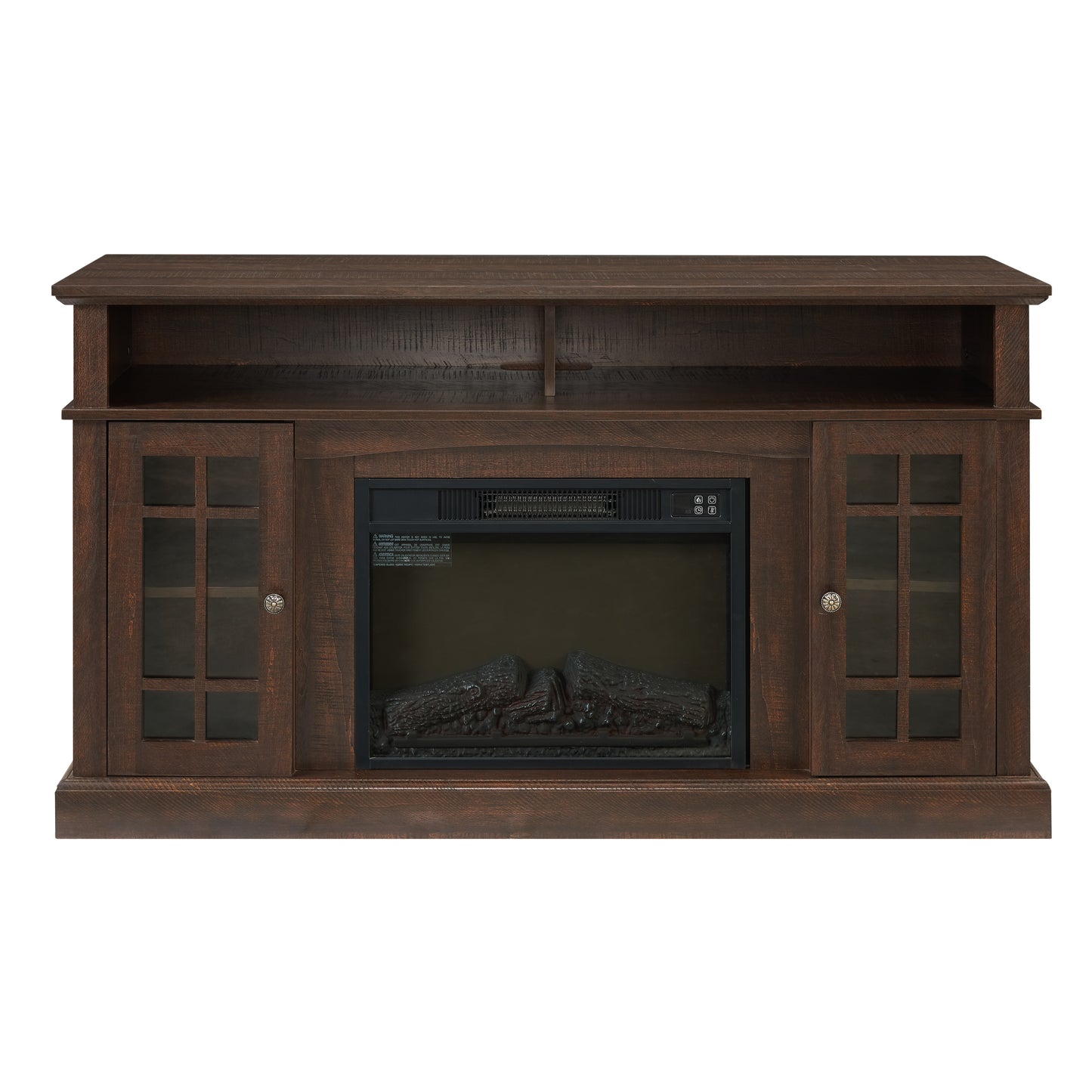 Klassisches TV-Media-Ständer Modernes Entertainment-Konsolenregal für TVs bis 65 Zoll mit offenen und geschlossenen Stauraumfächern, Espresso, 58,25Bx39,7Tx81,3H